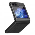 Galaxy Flip5 5G (SM-F731B) Deluxe Leather melns ādas plastika apvalks