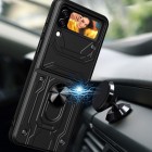 Samsung Galaxy Z Flip4 (F721) „Kickstand“ pastiprinātas aizsardzības melns apvalks