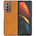 Samsung Galaxy Z Fold2 5G (F916B) Slim Leather gaiši brūns ādas plastika apvalks