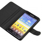 Samsung Galaxy Note i9220, N7000 atvēramais melns ādas futrālis - maciņš
