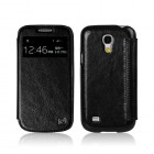 Greznais „HOCO“ Crystal View sērijas ādas atvērams melns Samsung Galaxy S4 Mini futrālis
