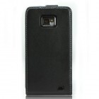 Samsung Galaxy S2 i9100 ādas vertikāli atvēramais melns futrālis