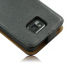 Samsung Galaxy S2 i9100 ādas vertikāli atvēramais melns futrālis