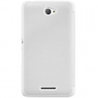 Greznais „Nillkin“ Qin sērijas ādas atvērams balts Sony Xperia E4 (Sony Xperia E4 Dual) maciņš (maks)