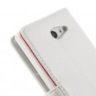 Sony Xperia M2 atvēramais balts ādas Litchi futrālis - maciņš