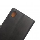 Sony Xperia M4 Aqua atvēramais ādas melns maciņš (maks)