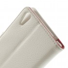 Sony Xperia T3 atvēramais balts ādas Litchi maciņš (maks)