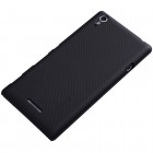 Sony Xperia T3 Nillkin Frosted Shield melns plastmasas apvalks + ekrāna aizsargplēve