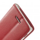 Sony Xperia T3 atvēramais sarkans ādas Litchi maciņš (maks)
