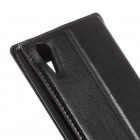 Sony Xperia T3 Roar Noble ādas atvēramais melns maciņš (maks)