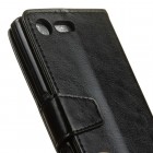 Sony Xperia X Compact (F5321) atvēramais ādas melns maciņš (maks)