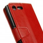 Sony Xperia X Compact (F5321) atvēramais ādas sarkans maciņš (maks)