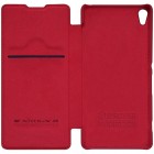 Greznais „Nillkin“ Qin sērijas ādas atvērams sarkans Sony Xperia XA maciņš (maks)
