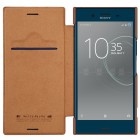 Greznais „Nillkin“ Qin sērijas ādas atvērams brūns Sony Xperia XZ Premium (Xperia XZ Premium Dual) maciņš (maks)