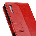 Sony Xperia XZ atvēramais ādas sarkans maciņš (maks)