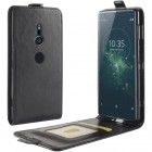 Sony Xperia XZ2 ādas vertikāli atvēramais melns futrālis