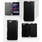 Sony Xperia Z1 Compact „Kalaideng“ Enland ādas atvēramais melns maciņš
