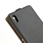 Sony Xperia Z1 (Honami L39h) ādas vertikāli atvēramais melns futrālis