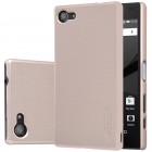 Sony Xperia Z5 Compact Nillkin Frosted Shield zelta plastmasas futrālis + ekrāna aizsargplēve