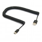 Spirāle USB Type-C melns vads 3 metri