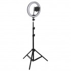 „Tripod“ LED Ring Fill Light telefona turētājs / selfija statīvs - melns