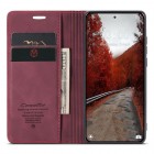 Xiaomi 14 Ultra CaseMe Retro solīds atvēramais ādas bordo maciņš - maks