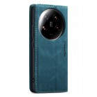 Xiaomi 14 Ultra CaseMe Retro solīds atvēramais ādas zaļš maciņš - maks
