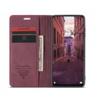 Xiaomi Mi 10T (Mi 10T Pro) CaseMe Retro solīds atvēramais ādas bordo maciņš - maks
