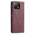 Xiaomi Mi 11 Lite CaseMe Retro solīds atvēramais ādas bordo maciņš - maks