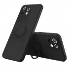 Xiaomi Mi 11 Lite Kickstand Shell cieta silikona (TPU) melns apvalks