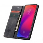 Xiaomi Mi 9T (Mi 9T Pro) CaseMe Retro solīds atvēramais ādas melns maciņš - maks