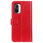 Xiaomi Poco F3 (Mi 11i) atvēramais ādas sarkans maciņš, grāmata (maks)