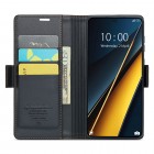 Xiaomi Poco X6 Pro 5G (Redmi K70E) CaseMe Leather solīds atvēramais ādas melns maciņš - maks