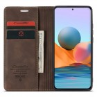 Xiaomi Redmi Note 10 Pro CaseMe Retro solīds atvēramais ādas tumši brūns maciņš - maks