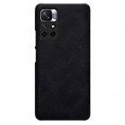 Xiaomi Poco M4 Pro (Redmi Note 11 5G) greznais Nillkin Qin sērijas ādas atvērams melns maciņš, maks