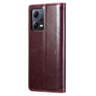 Xiaomi Redmi Note 12 Pro+ 5G „CaseMe“ Leather solīds atvēramais ādas bordo maciņš - maks