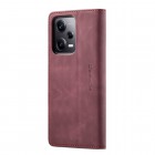 Xiaomi Redmi Note 12 Pro (Poco X5 Pro) CaseMe Retro solīds atvēramais ādas bordo maciņš - maks