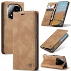 Xiaomi Redmi Note 14 Pro (Pro+) 5G (Poco X7 5G) CaseMe Retro solīds atvēramais ādas gaiši brūns maciņš - maks
