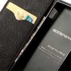 Sony Xperia J „Mercury“ atvērams brūns/melns ādas futrālis - maciņš